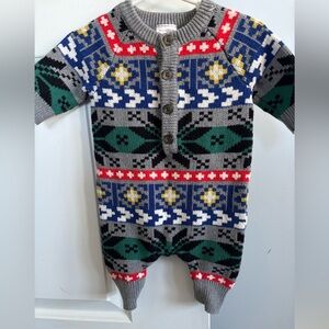 Hanna Andersson Baby (0-3 months) nordic Romper “winter festival” print gray